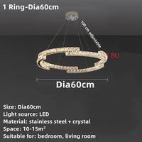 Lustre Nordique en Cristal et Acier Inoxydable avec Miroir LED Intérieur