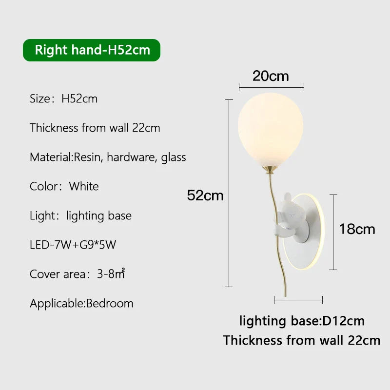 Applique murale nordique LED Ours Ballon - Collection Créative
