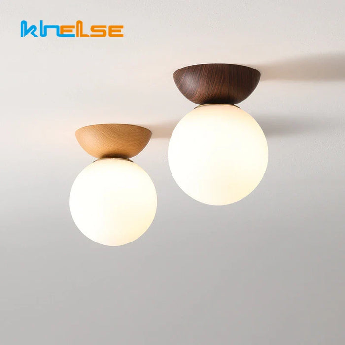 Plafonnier LED "Naturel Nordique" avec Abat-jour en Verre