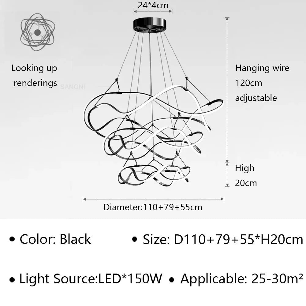 Lustre LED Moderne pour Salon et Restaurant