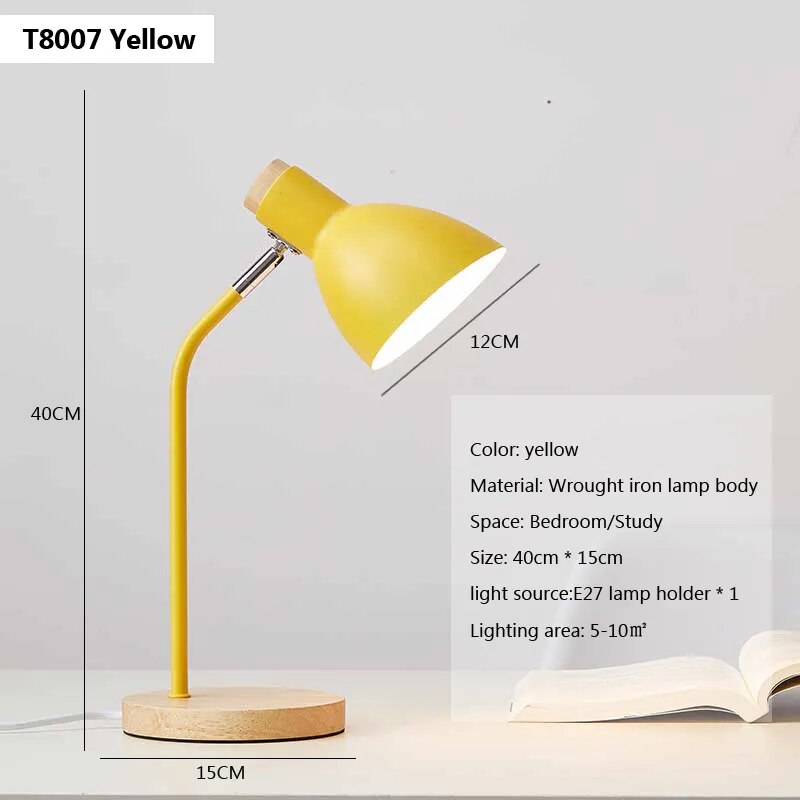 Lampe de table LED pour enfants en bois et fer forgé.
