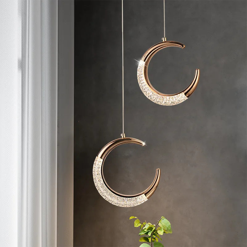 Lustre En Cristal Géométrique Or Émeraude LED Nordique
