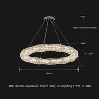 Lustre Moderne en Cristal K9 avec Suspension et Télécommande Dimmable