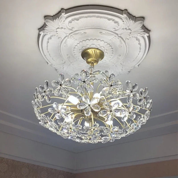 Lustre Plafond Rétro Fleur Cristal LED QFontaines D'Intérieur