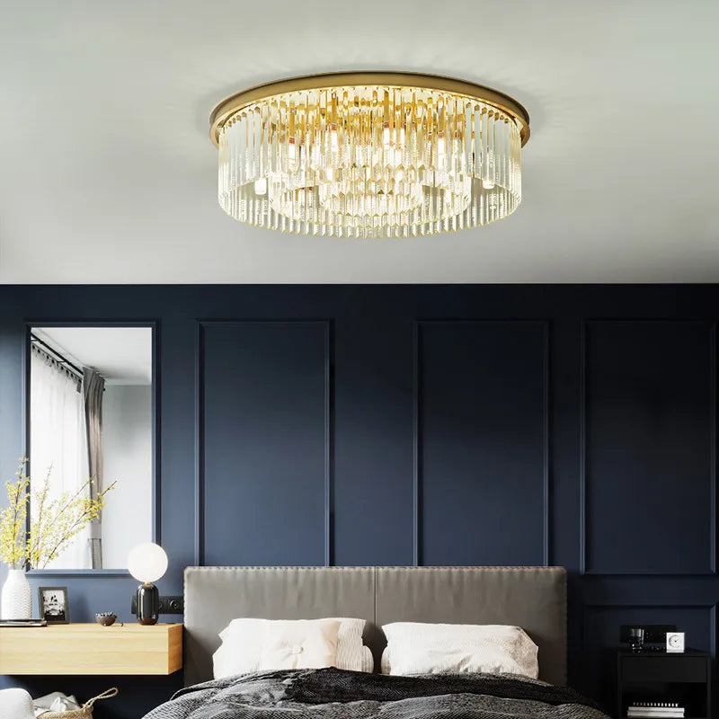 Lustre en Cristal LED Moderne Américain pour Salon Salle à Manger Villa