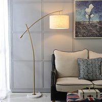 Lampadaire Luxe en Métal avec Abat-Jour en Tissu