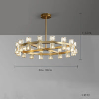 Lustre moderne en cuivre LED Crystaluxe pour hôtel et foyer