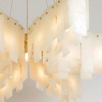 Lustre Luxe en Marbre Naturel Espagnol avec Éclairage LED Moderne