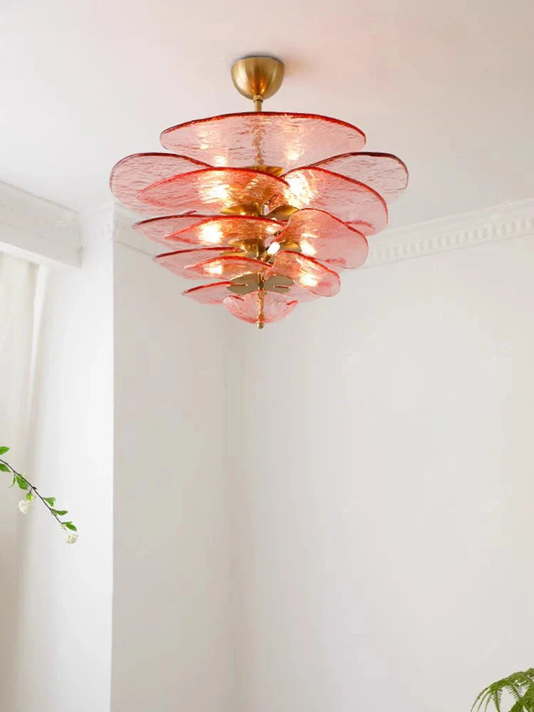 Lustre rétro led de luxe en verre coloré
