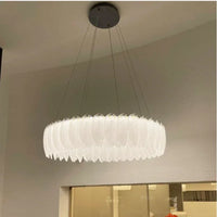 Lustre LED nordique en verre cristal et plumes décoratif d'intérieur - Collection Luxe