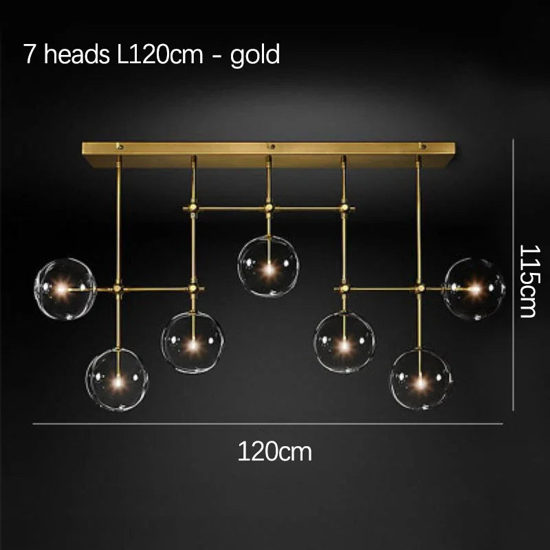 Lustre en verre noir et or LED moderne pour le salon et la chambre