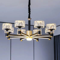 Lustre Nordique Luxe en Cristal Or et Noir