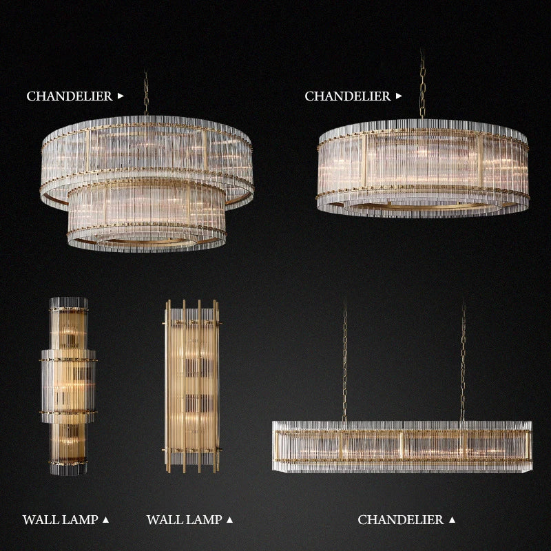 Lustre de luxe en cristal Double Anneau Doré LED Suspendu