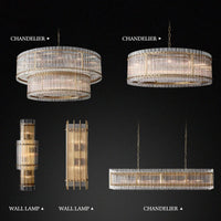 Lustre de luxe en cristal Double Anneau Doré LED Suspendu
