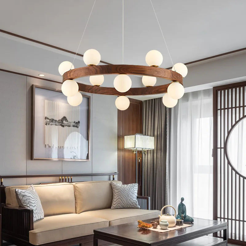 Lustre Nordic en bois rond - Design épuré