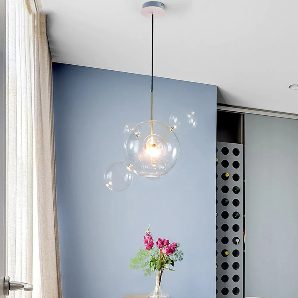 Lustre LED Boules en Verre Design Moderne Éclatant