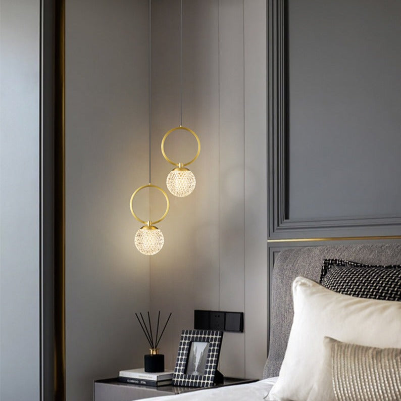 Suspension LED en verre cristal de luxe.