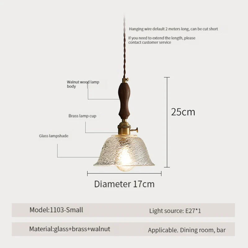 Suspension luminaire nordique en bois, verre et laiton - Style rustique moderne
