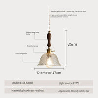 Suspension luminaire nordique en bois, verre et laiton - Style rustique moderne