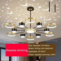 Lustre romantique étoilé moderne à 6 lumières créatif 2024 - Collection Stella Glow