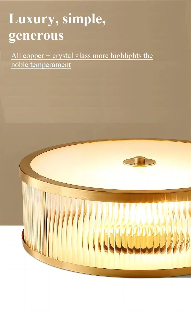 Plafonnier LED Cuivre Cristal Élégant