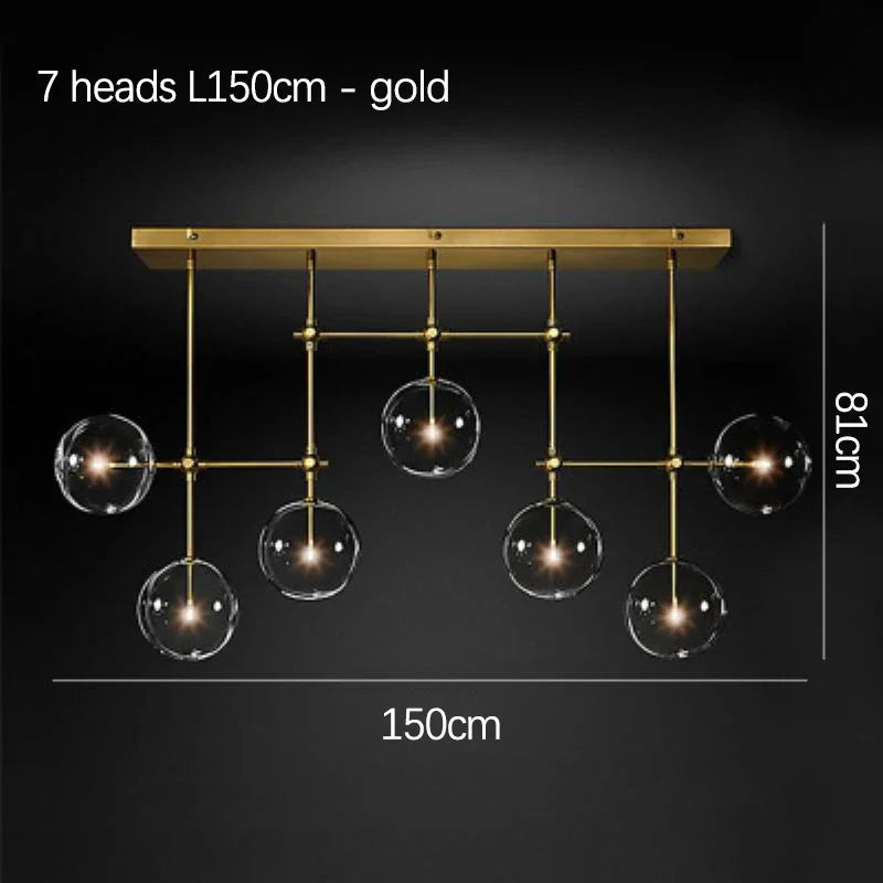 Lustre en verre noir et or LED moderne pour le salon et la chambre