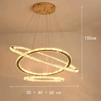 Lustre Moderne en Cristal avec Éclairage LED Intérieur Suspendu