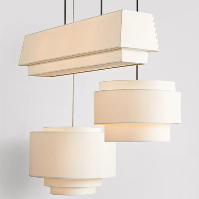 Lampe de style japonais Camden en suspension avec abat-jour en tissu minimaliste