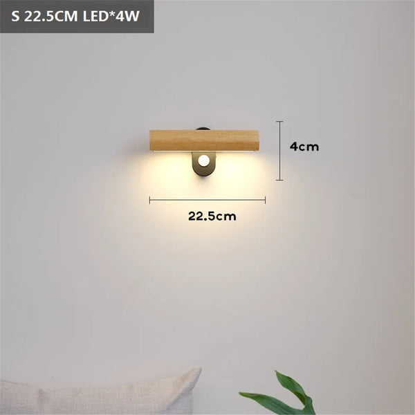 Applique Murale Pivotante Bois Nordique avec Interrupteur LED