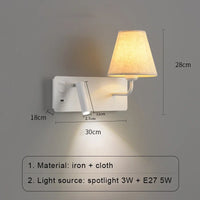 Applique murale LED nordique moderne pour hôtel avec interrupteur USB