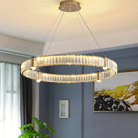 Lustre LED Nordique : Anneau Rond en Cristal Post-Moderne