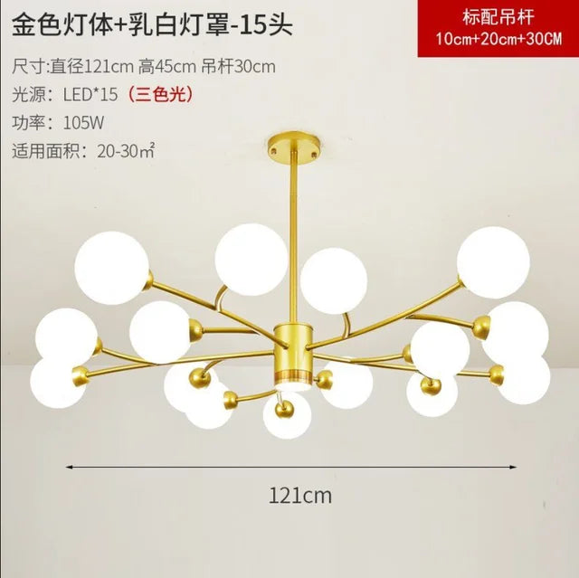 Lustre Nordique en Verre LED pour une Décoration de Cuisine Moderne
