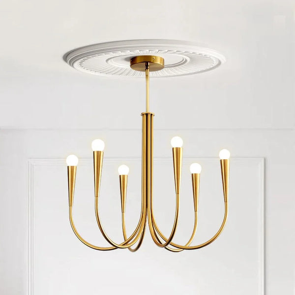 Lustre de Luxe à LED Style Français Doré