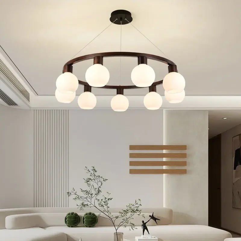 Lustre moderne en bois massif pour restaurant