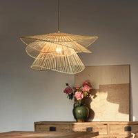 Lustre LED en bambou rotin créatif pour une décoration intérieure tendance