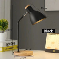 Lampe de table LED nordique en bois et fer avec protection oculaire