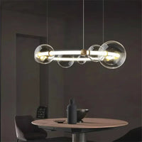 Lustre de luxe à bulles à LED en verre transparent créatif