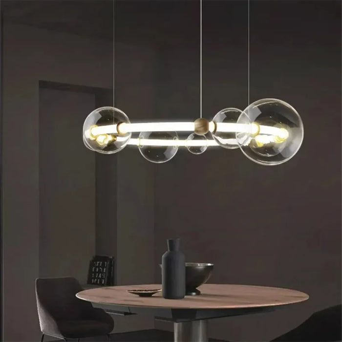 Lustre de luxe à bulles à LED en verre transparent créatif