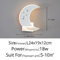 Applique murale LED Lune - Élégance moderne et minimaliste avec chargeur USB