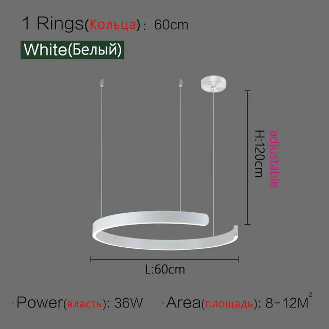 Lustre Anneau Nordique LED Réglable pour Salle à Manger - Collection Maison Luminaires