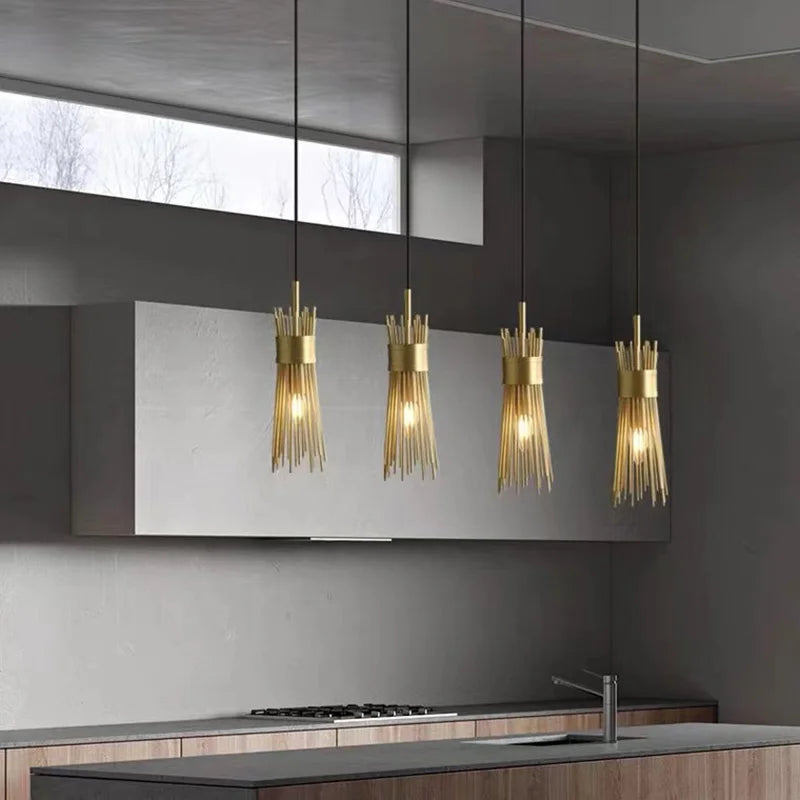 Lustre en Cuivre Lumineux LED pour une Décoration Maison Créative