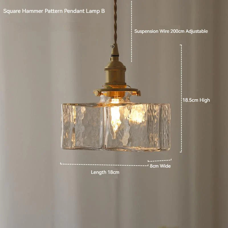 Suspension japonaise vintage en verre et laiton LED