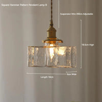 Suspension japonaise vintage en verre et laiton LED