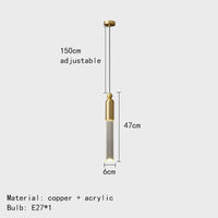 Lustre LED Cylindre Cuivre Acrylique Transparent