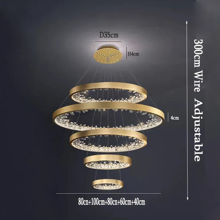 Lustre moderne en cristal avec éclairage LED pour villa de luxe