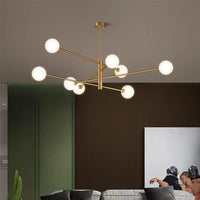 Lustre contemporain en verre et laiton