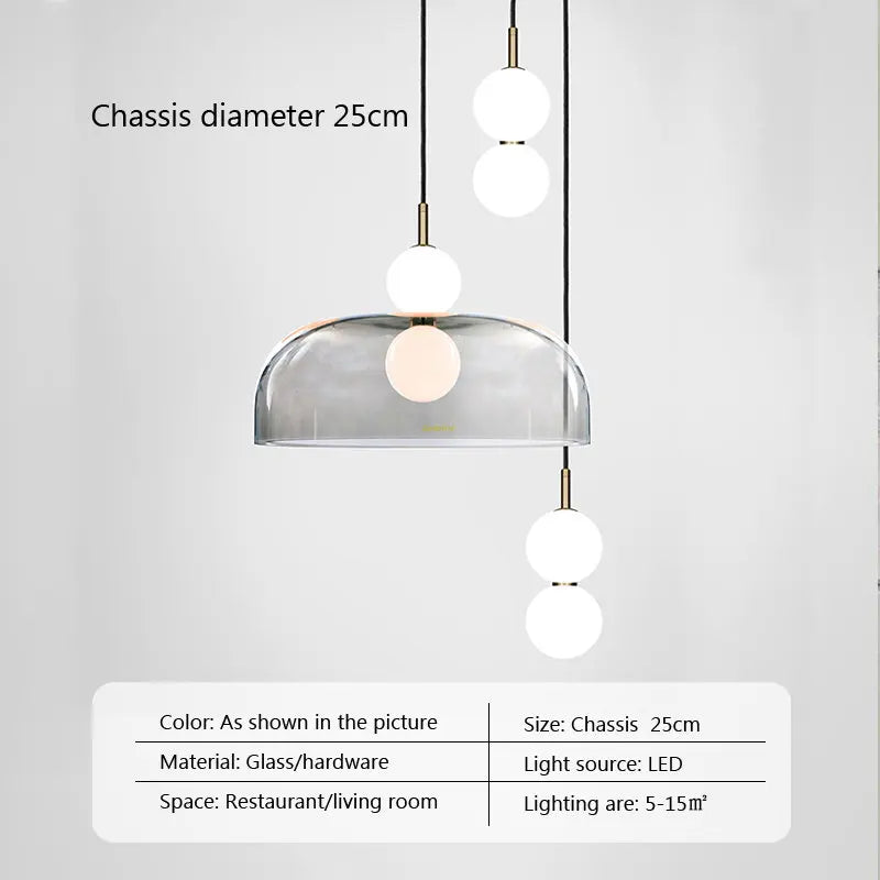Suspension LED Nordica en verre gris fumé