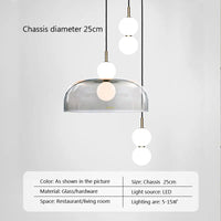 Suspension LED Nordica en verre gris fumé