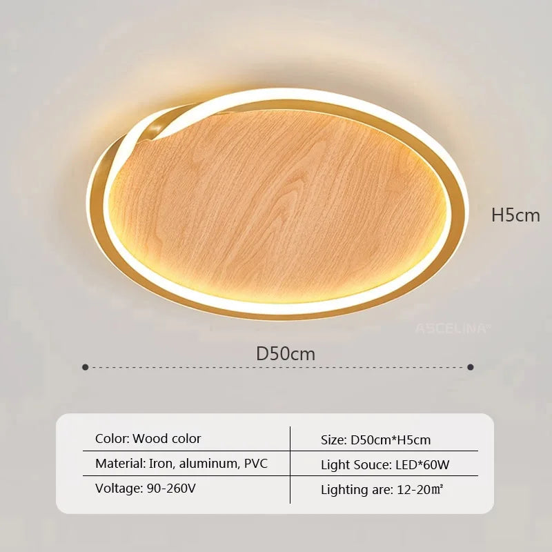 Plafonnier LED Bois Net Rouge