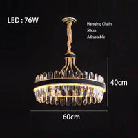 Lustre en cuir LED Cristal Luxueux Rond Suspendu Moderne - Élégance Brillante